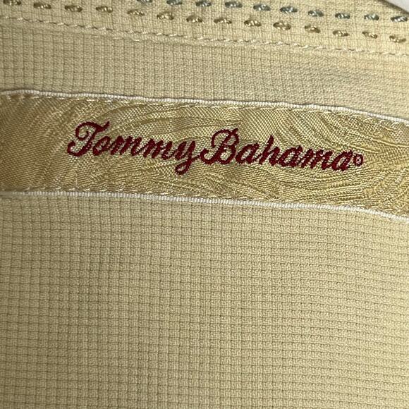 Men's Tommy Bahama 100% Silk Tan Button Shirt Large - Picture 4 of 5